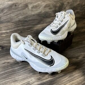 Nike Alpha Huarache Elite 4 Low Baseball Cleats Mens 8 White Metal Spikes‎